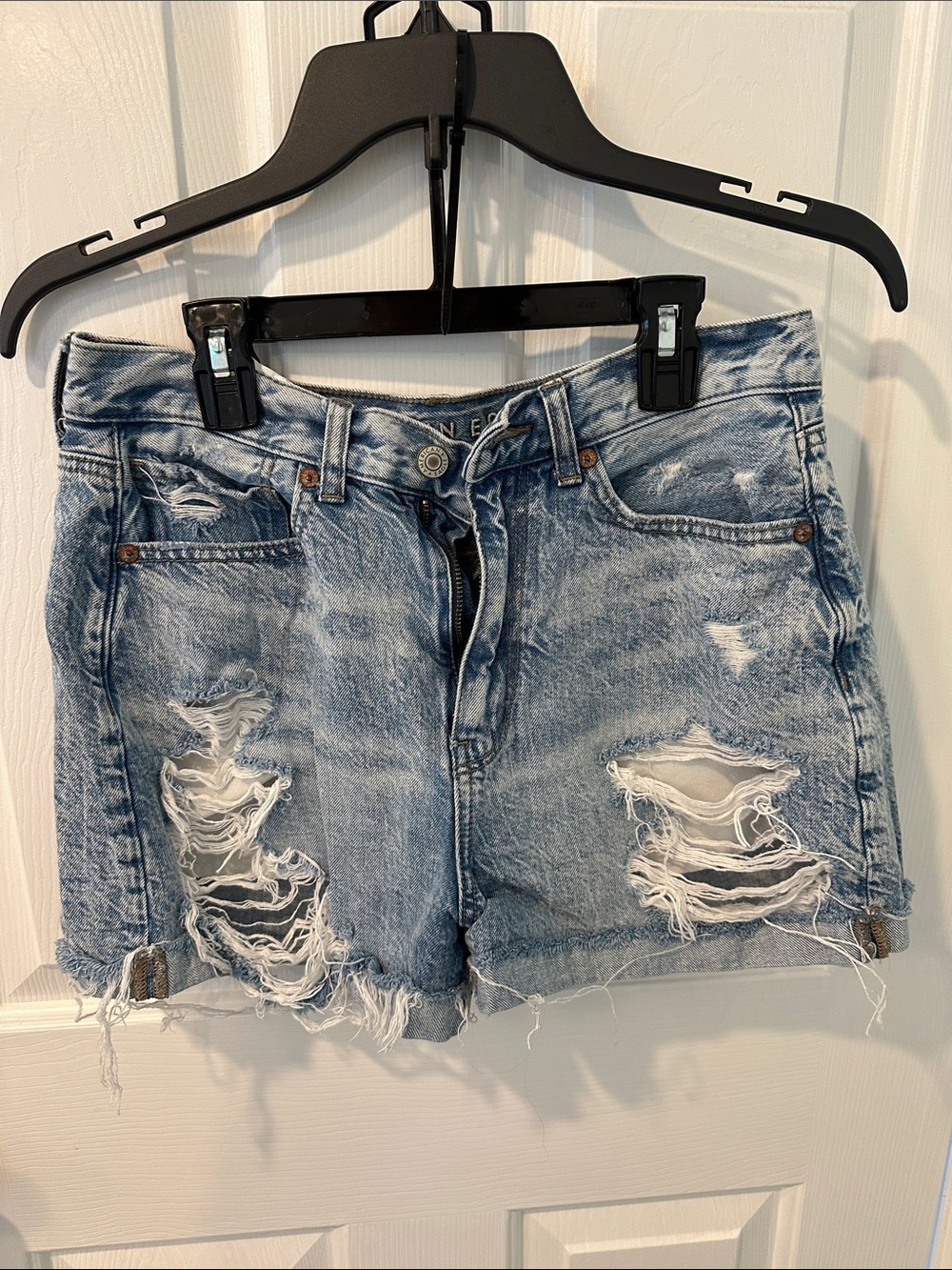 American Eagle Outfitters Light Blue Distressed Denim Shorts